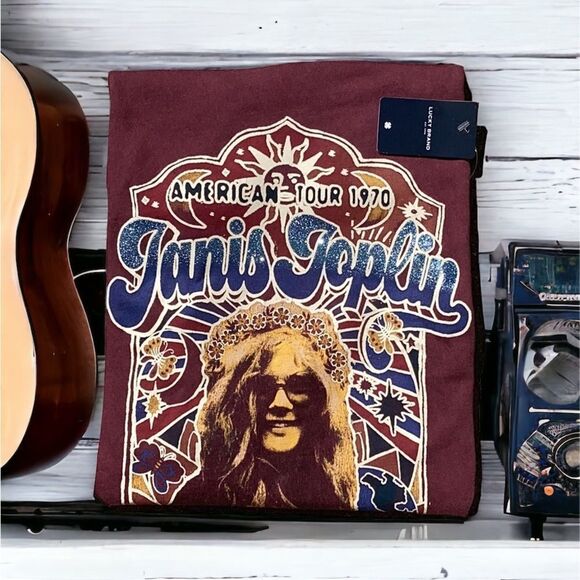 LUCKY BRAND NWT JANIS JOPLIN AMERICAN TOUR 1970 WOMENS CONCERT T SHIRT TOP MED - Picture 3 of 7